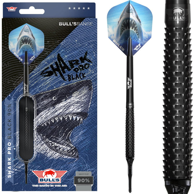 Bulls Shark Pro Black Darts - Soft Tip - 90% Tungsten