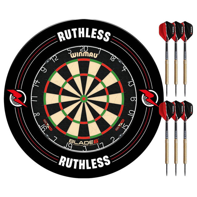 Winmau Blade 6 Dart Board with Surround & 2 Darts Sets - Professional - with Rota Lock System