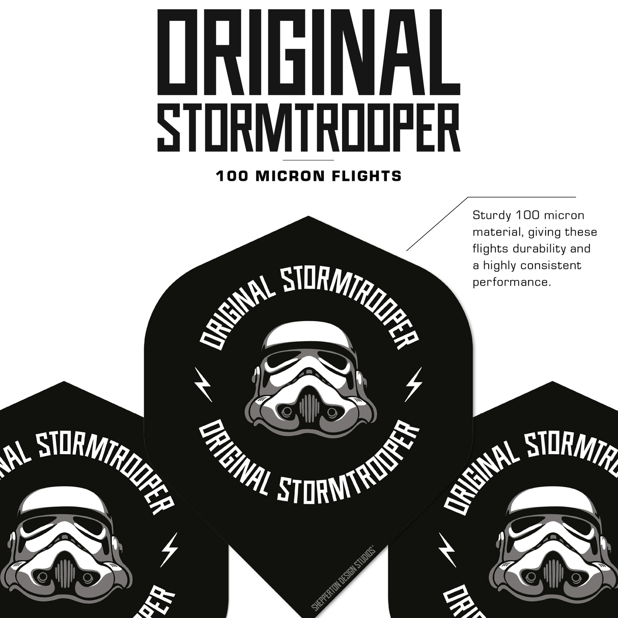 Original StormTrooper Dart Flights - Official Licensed - No2 - Std - Storm Trooper - Logo on Black