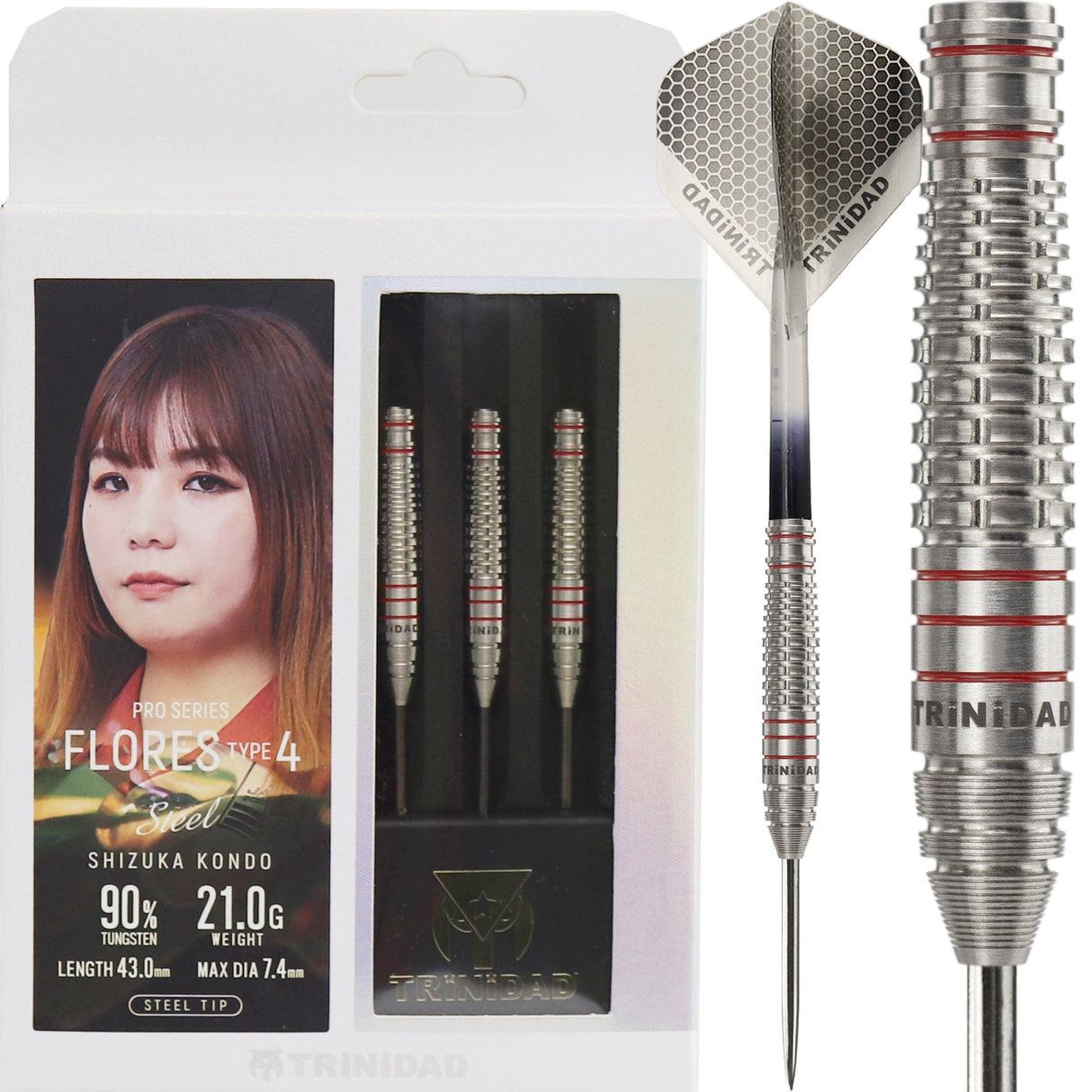 Trinidad Pro Darts - Steel Tip - 90% Tungsten - Flores 4 - 21g