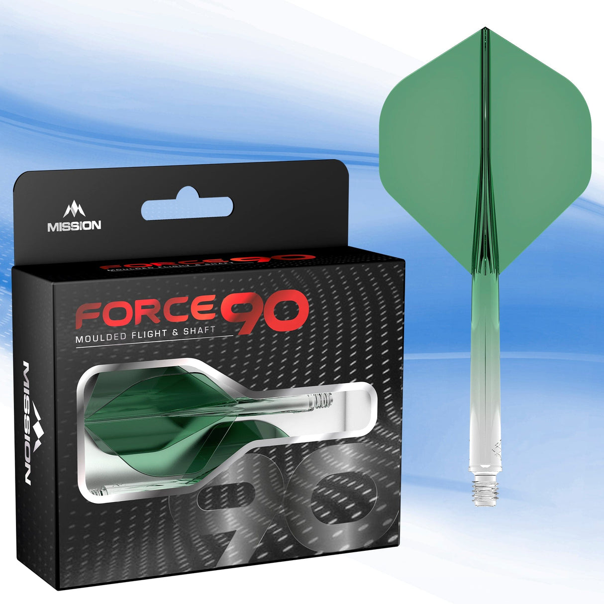 Mission Force 90 - New Moulded Flight & Shaft System - Standard No2 - Gradient - Transparent Green