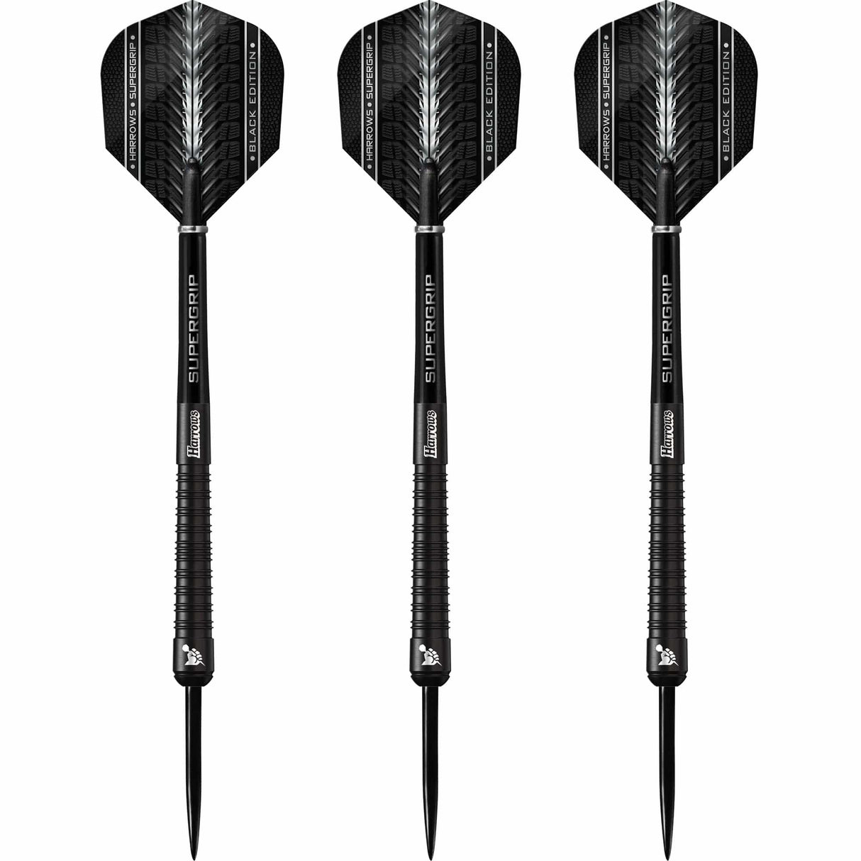 Harrows Supergrip Black Darts - Steel Tip