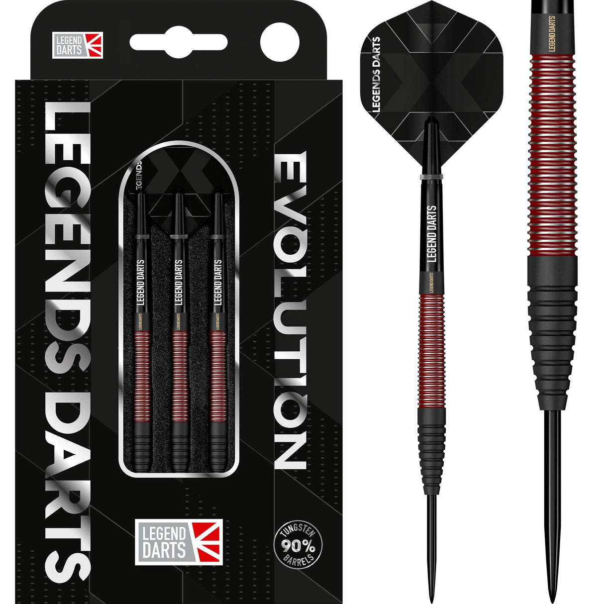 Legend Darts - Steel Tip - Evolution Plus Series - BC01 - Black & Red - Torpedo