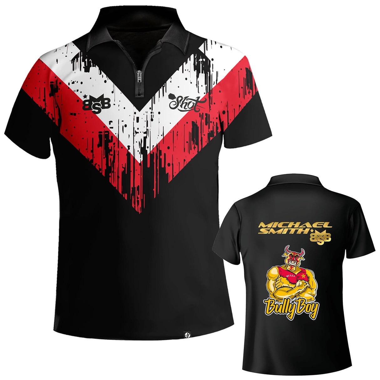 Shot Michael Smith Dart Shirt - Training Kit - Bully Boy - White Strip