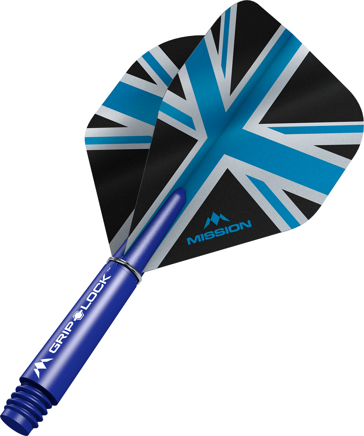 Mission Alliance Black No2 Dart Flights Combo With Griplock Shafts Blue / Short