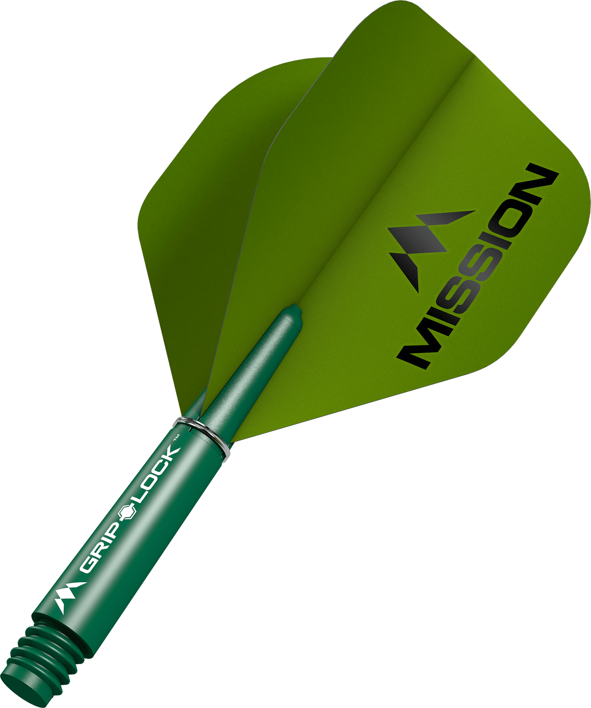 Mission Logo Matt Dart Flights Combo With Griplock Shafts Green / Short