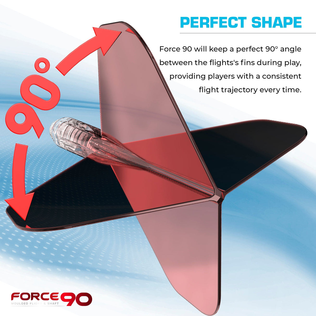 Mission Force 90 - New Moulded Flight & Shaft System - Standard No2 - Gradient - Transparent Red