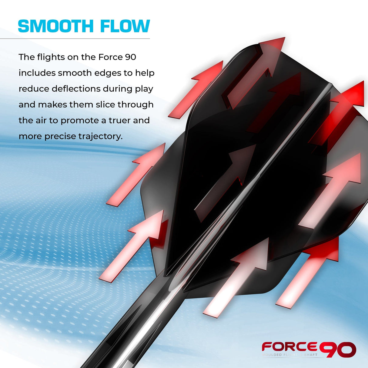 Mission Force 90 - New Moulded Flight & Shaft System - Standard No6 - Gradient - Transparent Red