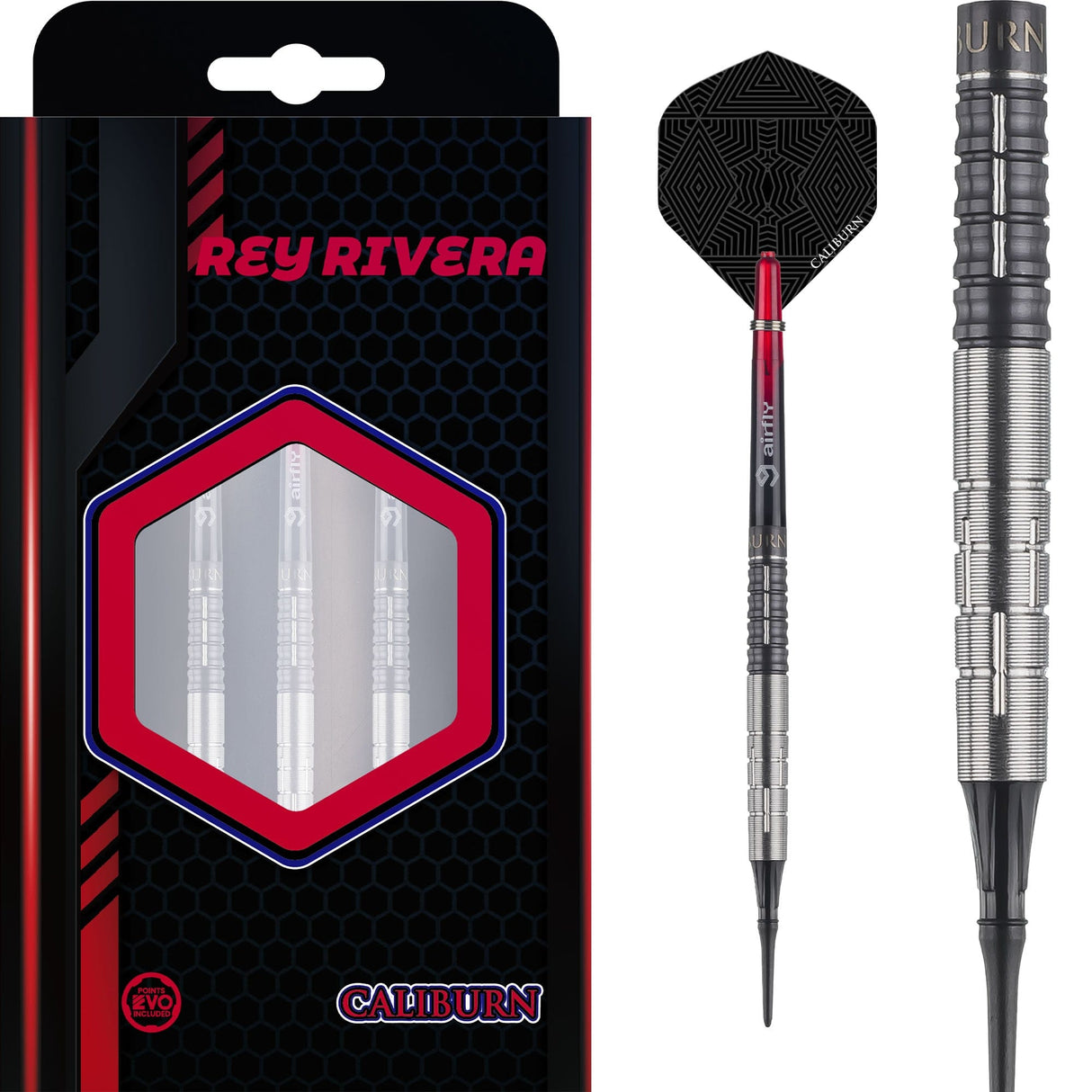 Caliburn Players Darts - Soft Tip - 90% Tungsten - Rey Rivera - 18g