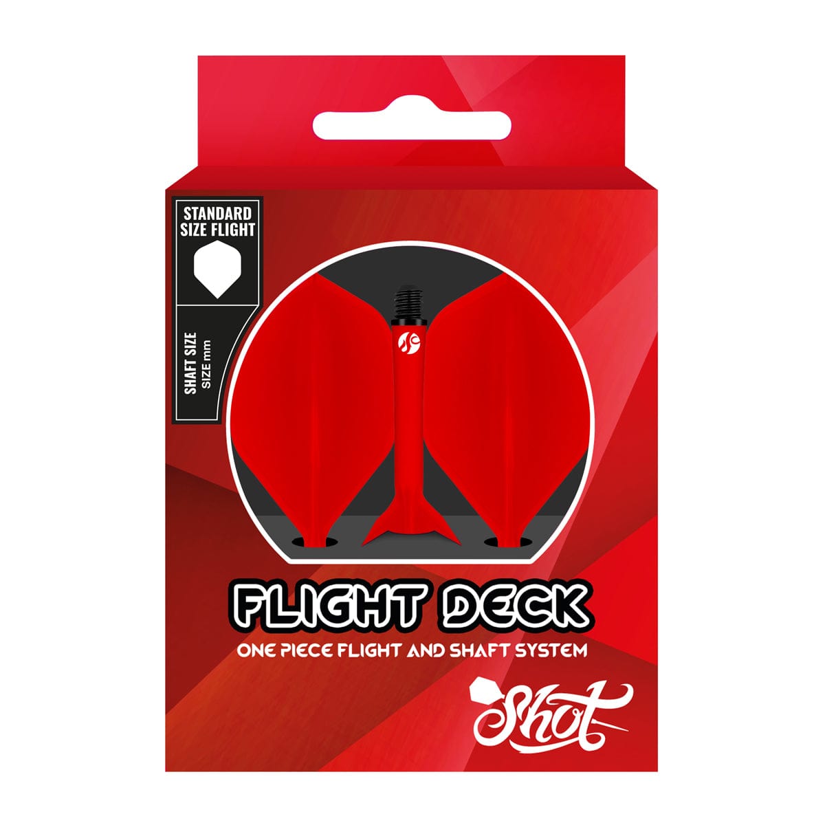 Shot Flight Deck - One Piece Dart Flight and Shaft System - Red