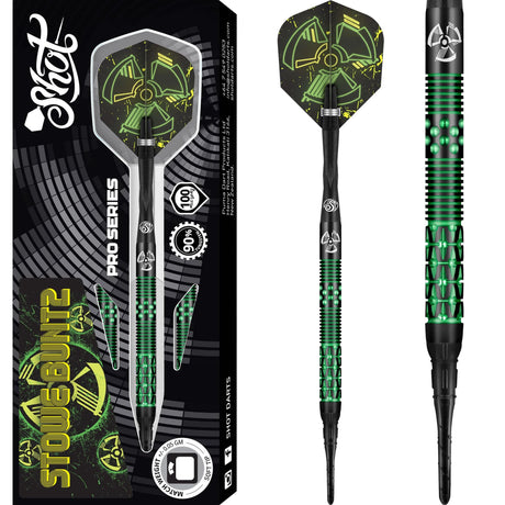 Shot Pro Series Darts - Soft Tip - 90% Tungsten - Stowe Buntz V2 - Black - 21g