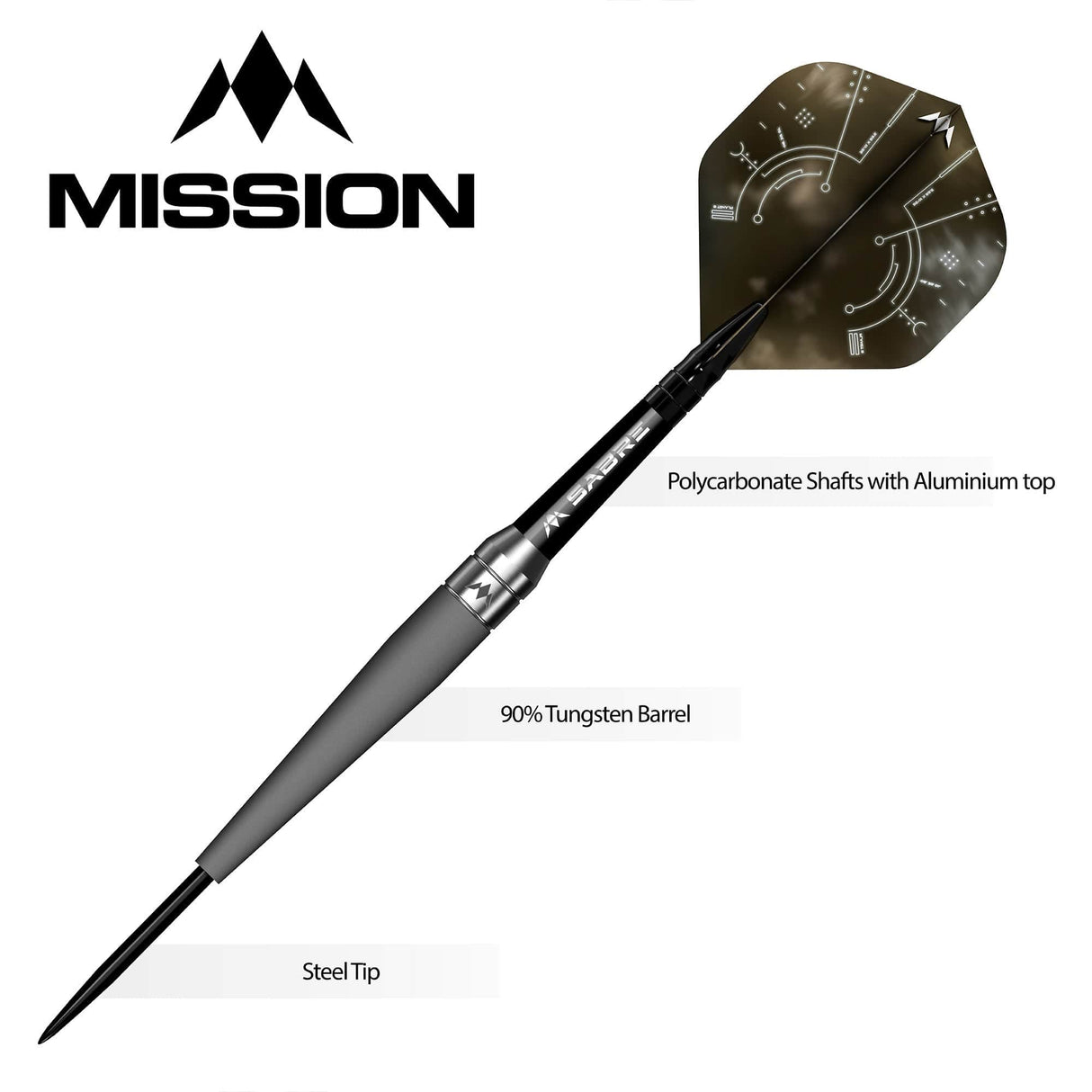 Mission Saturn Darts - Steel Tip - 90% Tungsten - Titan