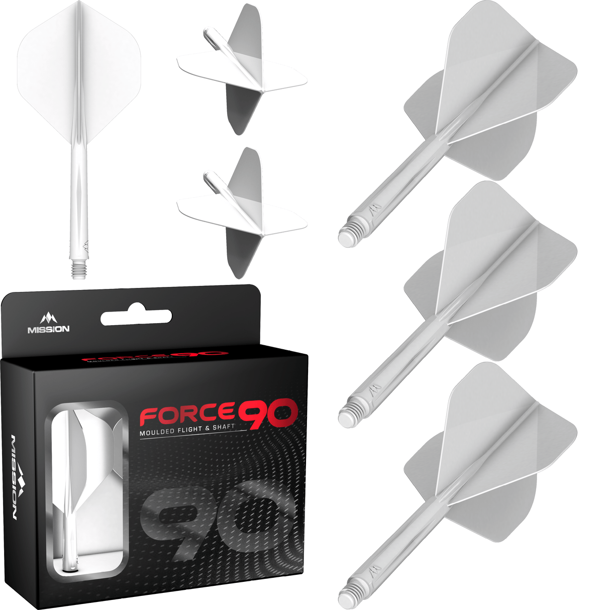 Mission Force 90 - New Moulded Flight & Shaft System - White - Standard No2