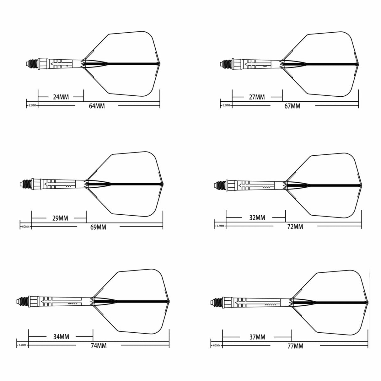 Cuesoul Rost T19 Carbon Fibre - Integrated Dart Shaft and Flights - Big Wing - Yellow