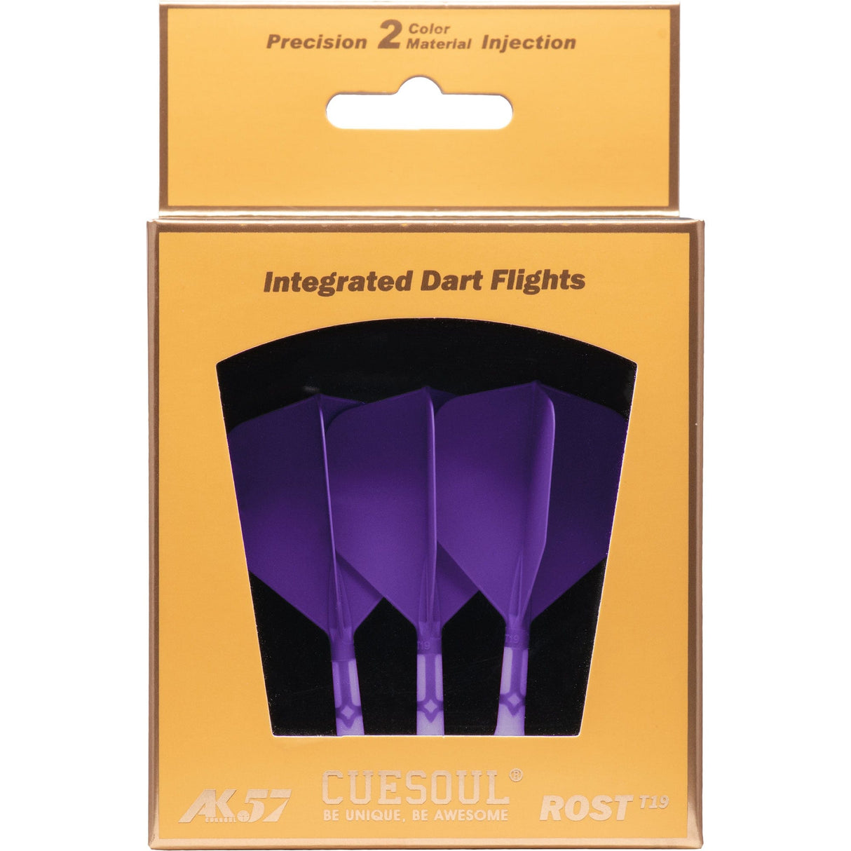 Cuesoul Rost T19 Integrated Dart Shaft and Flights - Big Wing - White with Purple Flight