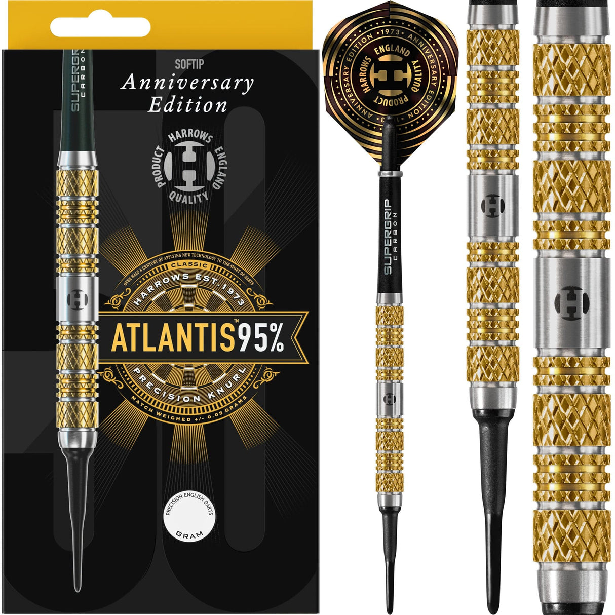 Harrows Atlantis Darts - Soft Tip - 95% - Anniversary Edition - Gold Titanium 18g