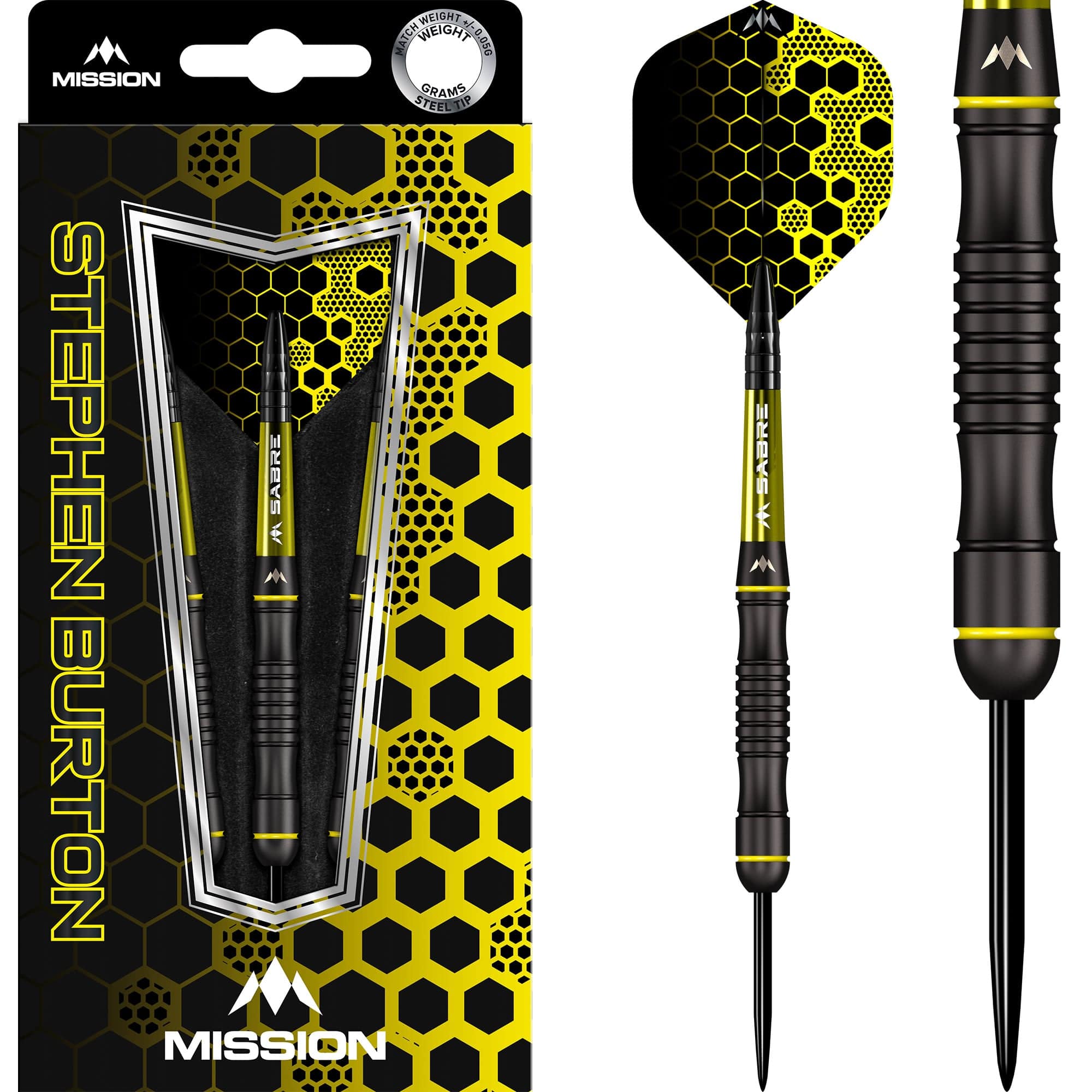 Mission Stephen Burton Darts Steel Tip 90 Black Titanium Bertie