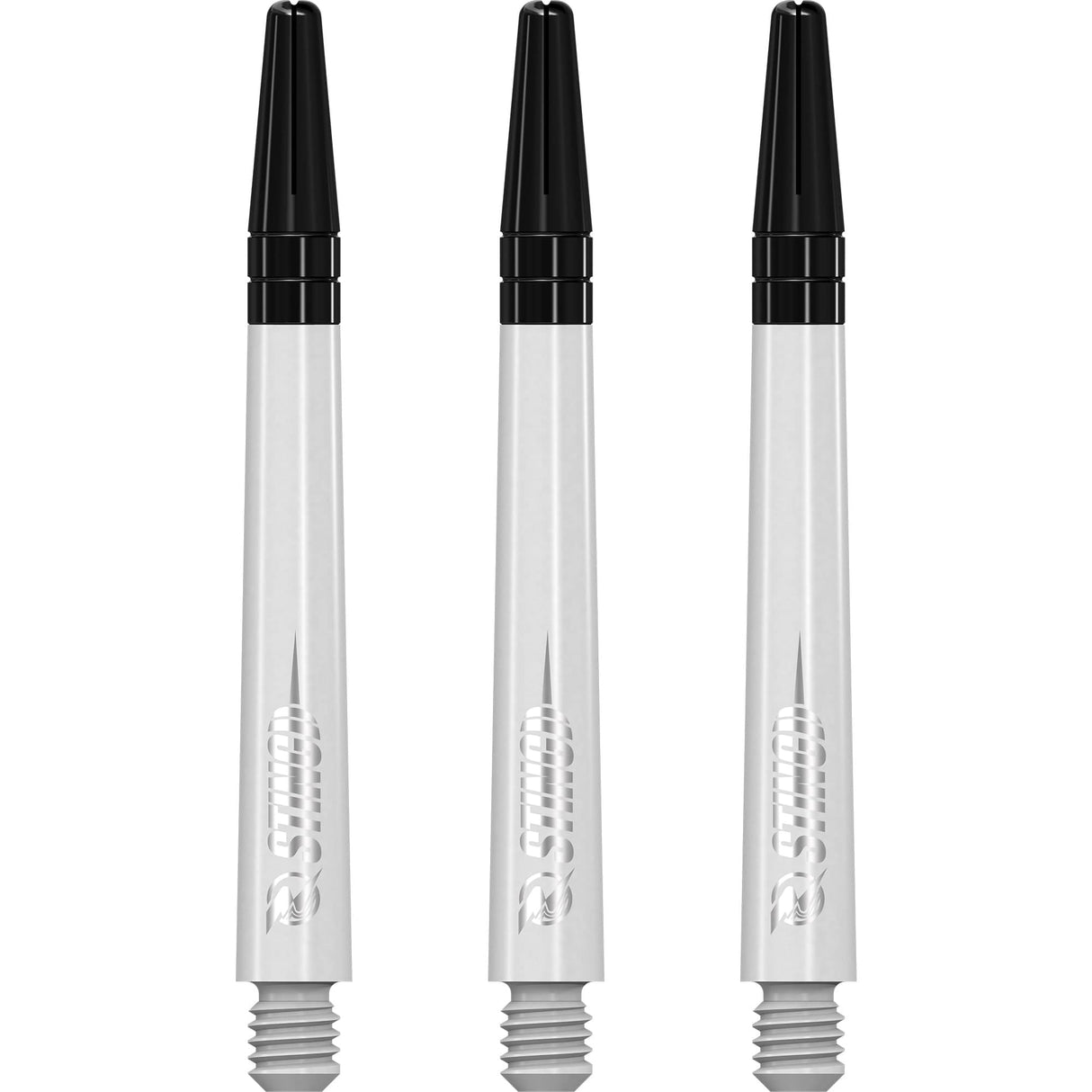 Ruthless Sting Dart Shafts - Polycarbonate - Solid White - Black Top Medium