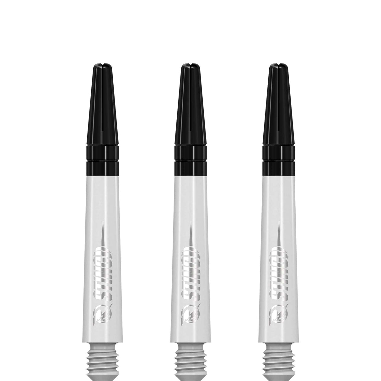 Ruthless Sting Dart Shafts - Polycarbonate - Solid White - Black Top Tweenie