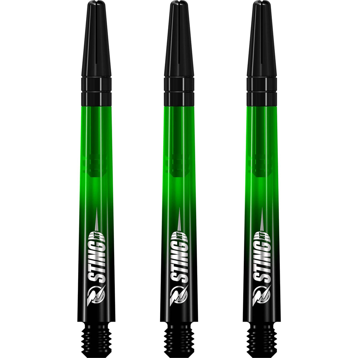 Ruthless Sting XT Dart Shafts - Polycarbonate - Gradient Black & Green - Black Top Medium