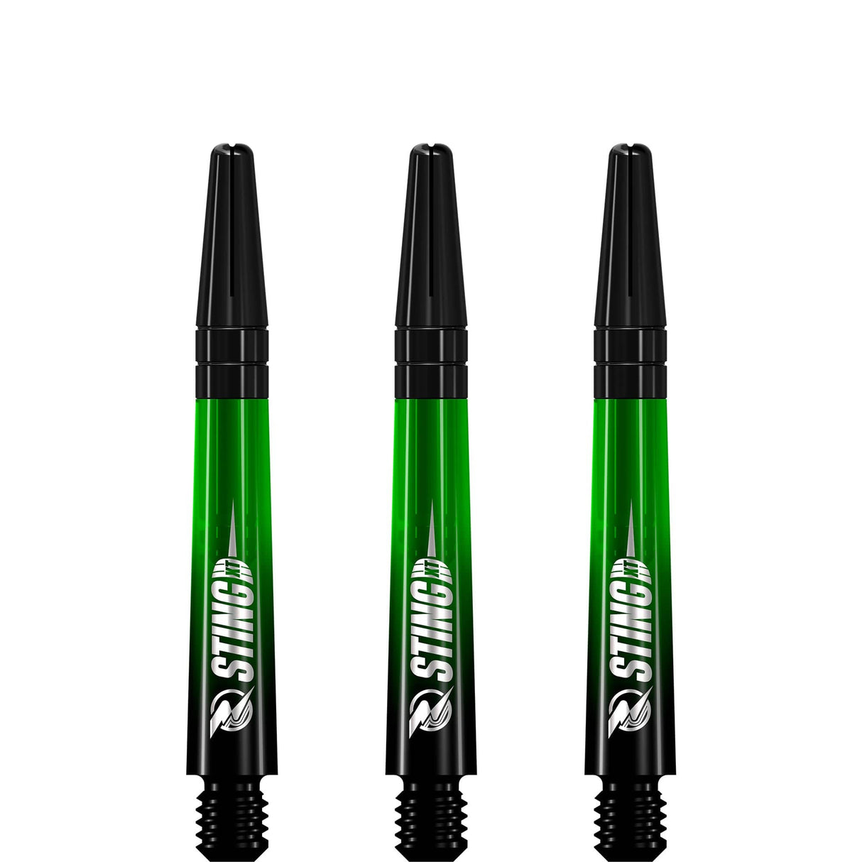 Ruthless Sting XT Dart Shafts - Polycarbonate - Gradient Black & Green - Black Top Tweenie