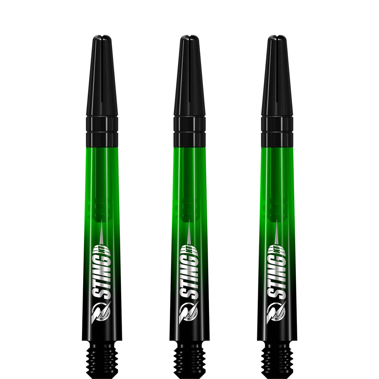 Ruthless Sting XT Dart Shafts - Polycarbonate - Gradient Black & Green - Black Top Tweenie Plus