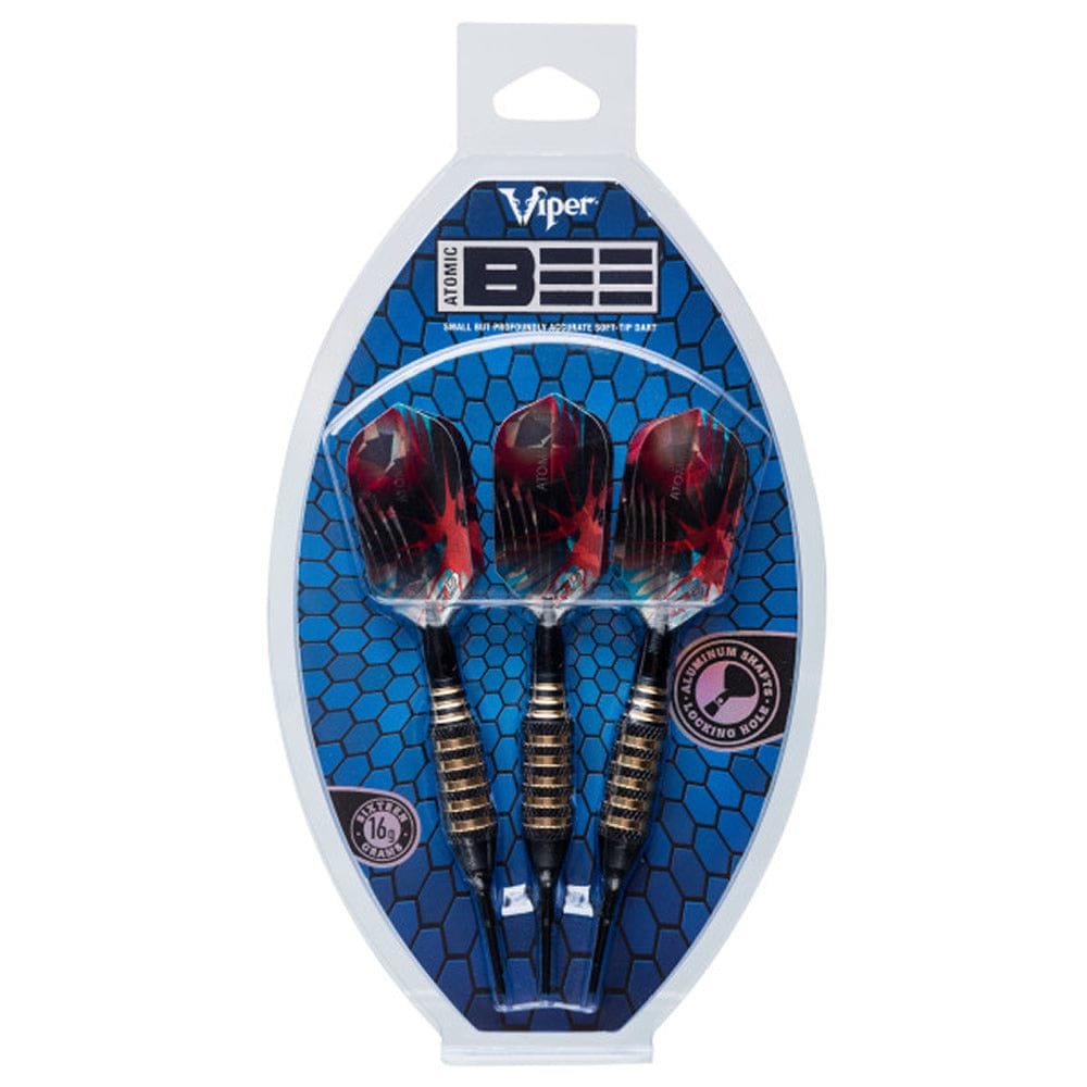 Viper Atomic Bee Darts - Soft Tip - Coated Alloy - Coloured Rings - Black 16g