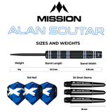 Mission Alan Soutar Darts - Steel Tip - 90% - Soots - Black Titanium 24g