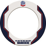 Bolton Wanderers Dartboard Surround - Official Licensed - BWFC - S2 - White - Logo with Blue Trim