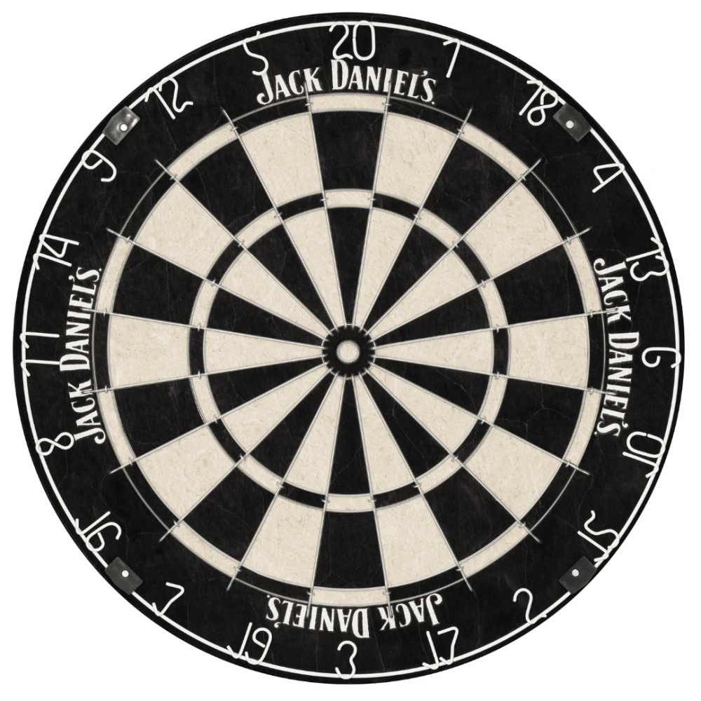 Jack Daniels Home Darts Centre - Cabinet, Dartboard, 6 Darts - JD Logo