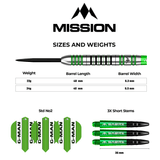 Mission Graham Hall Darts - Steel Tip - 90% - Black & Green