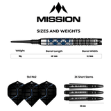 Mission Hexon Darts - Soft Tip - 90% - Blue PVD 18g