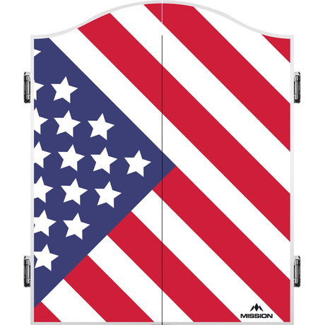 Mission Dartboard Cabinet - USA Design - White - US Flag