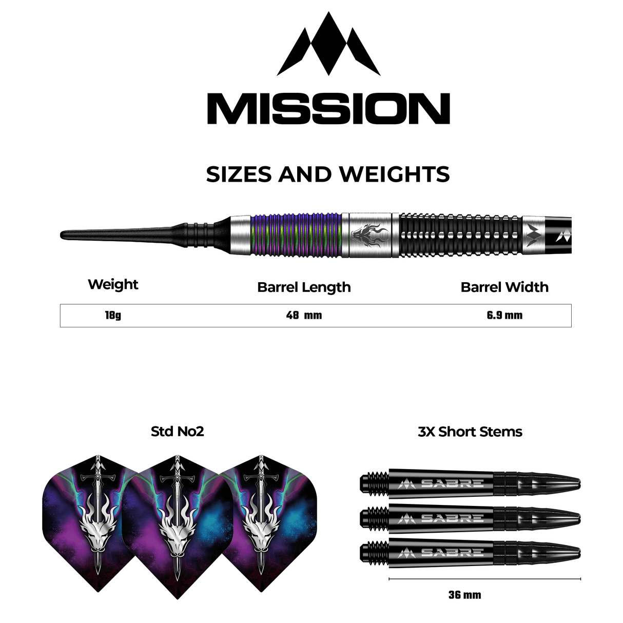 Mission Occult Darts - Soft Tip - 90% - Black & Coral PVD 18g