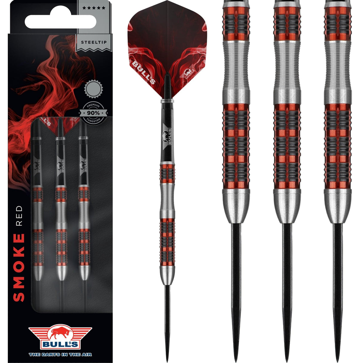 Bulls Smoke Darts - Steel Tip - Style B - Ringed - Black and Red 23g