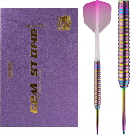 Cuesoul - Steel Tip Tungsten Darts - Pink Gem Stone - Oil Paint Finish - 22g 22g