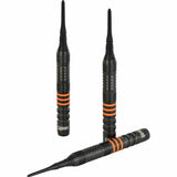 One80 Raise B Darts - Soft Tip - Black - Orange Rings 17g