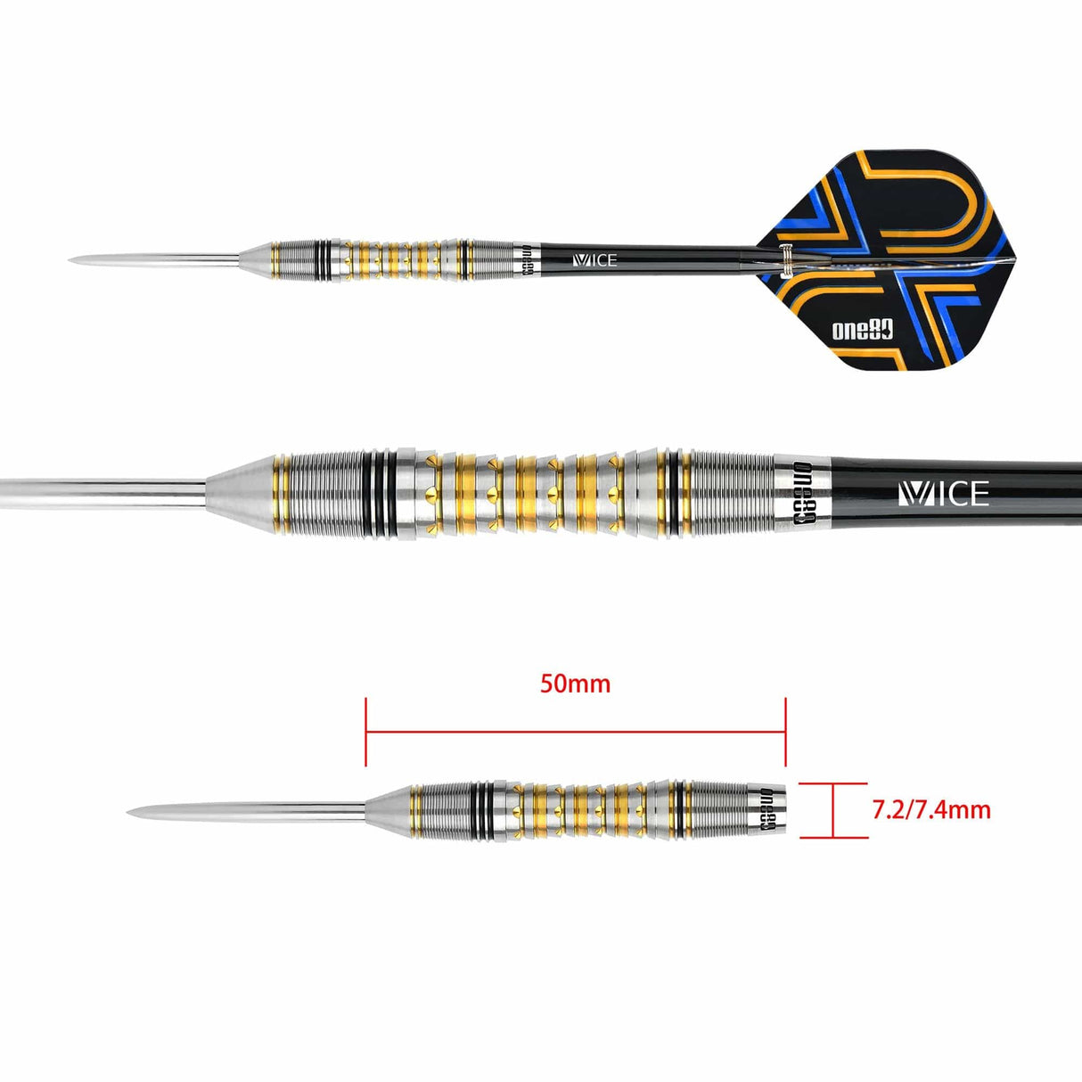 One80 Ascent Darts - Steel Tip - S04 - Black & Gold