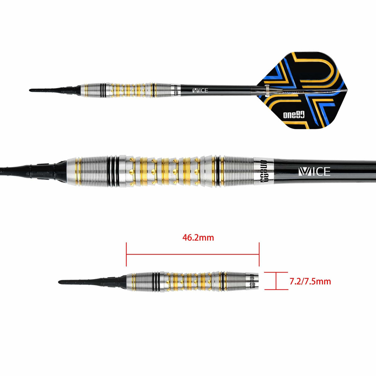 One80 Ascent Darts - Soft Tip - S04 - Black & Gold