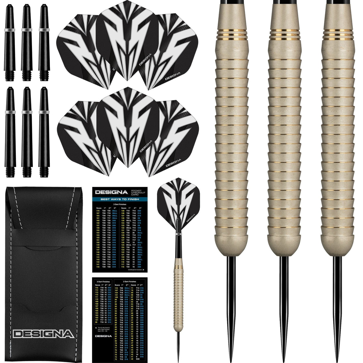 Designa Mako Darts - Steel Tip Electro Brass - Shark Grip - Silver 22g