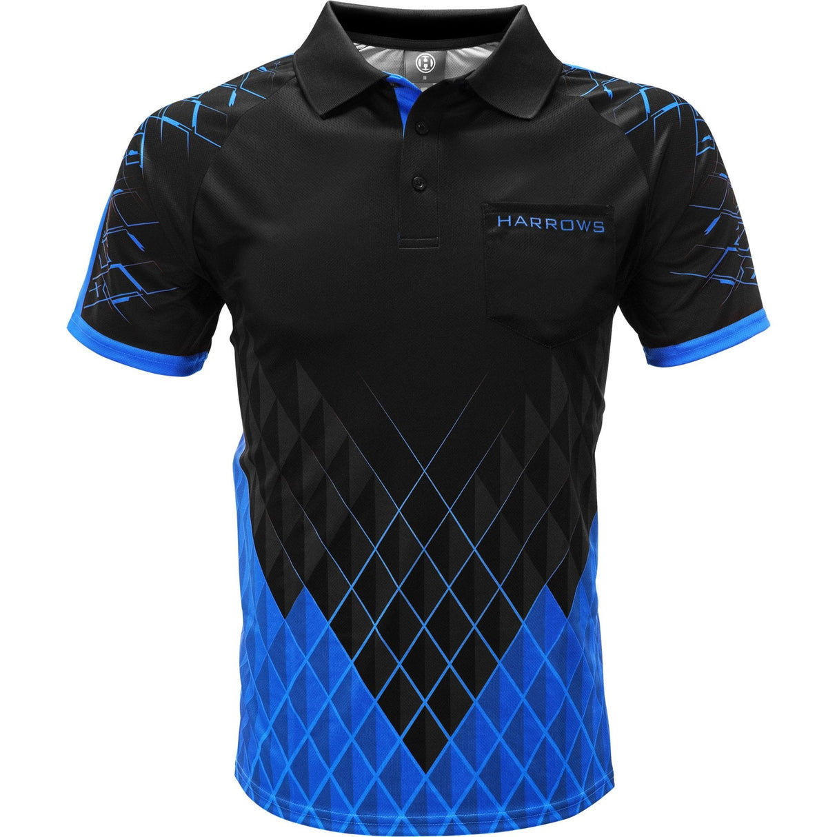 Harrows Paragon Dart Shirt - with Pocket - Black & Blue