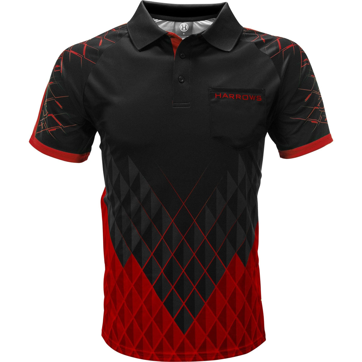 Harrows Paragon Dart Shirt - with Pocket - Black & Red 2XL