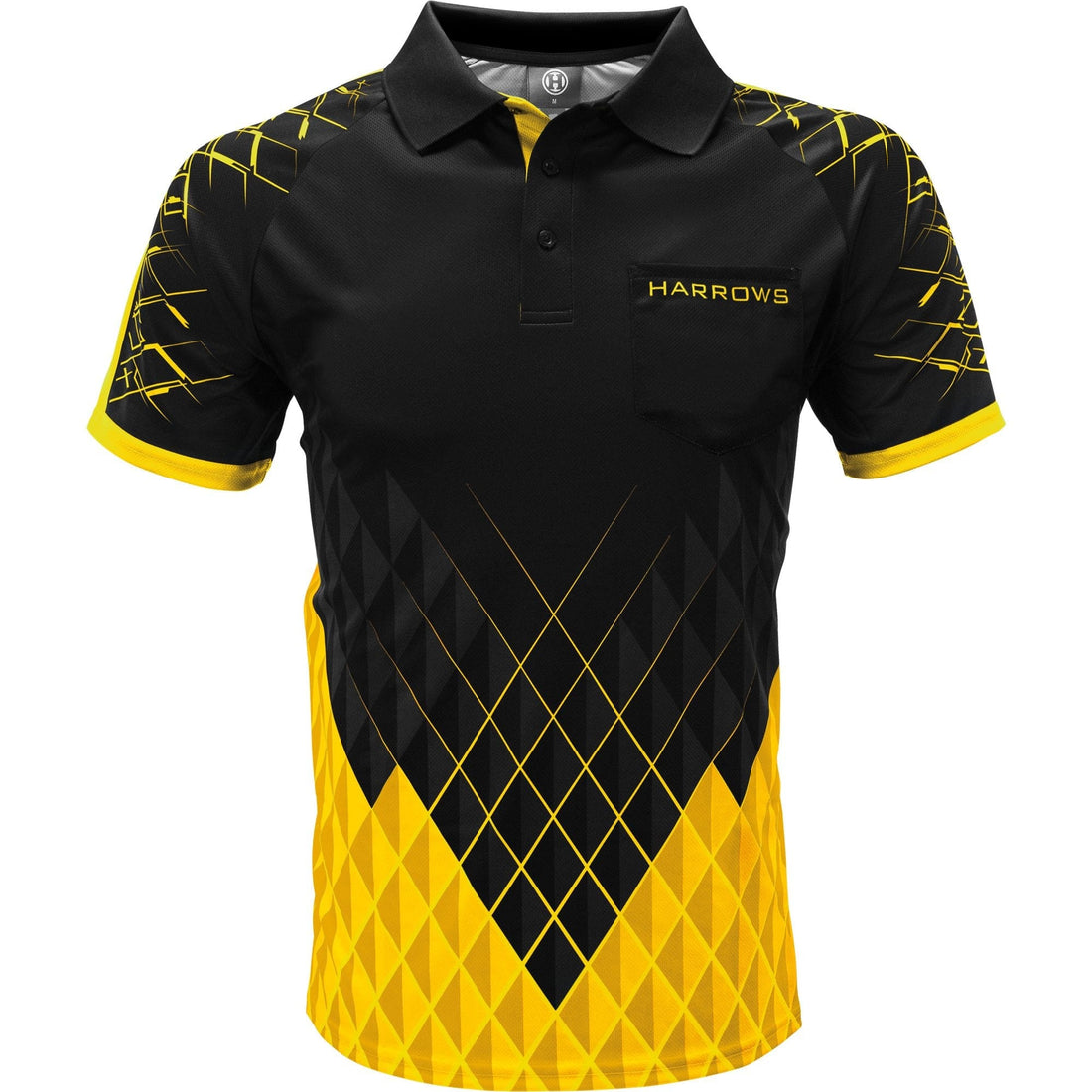 Harrows Paragon Dart Shirt - with Pocket - Black & Yellow