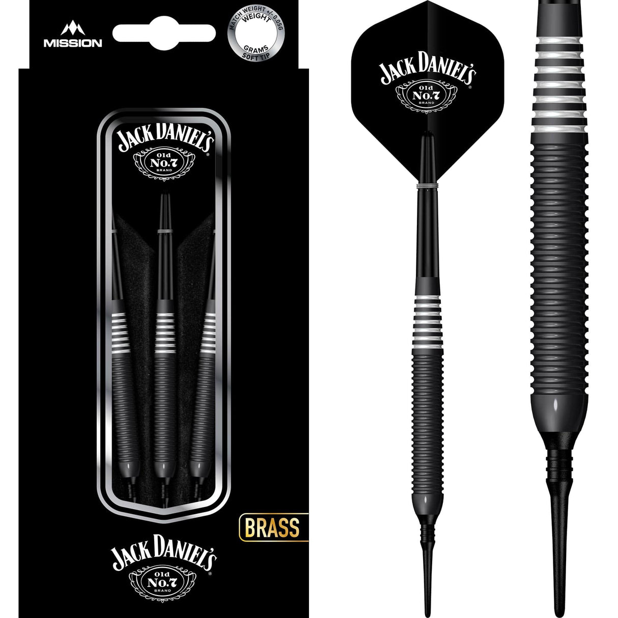 Jack Daniels Old No7 - Electro Black Brass Darts - Soft Tip 19g