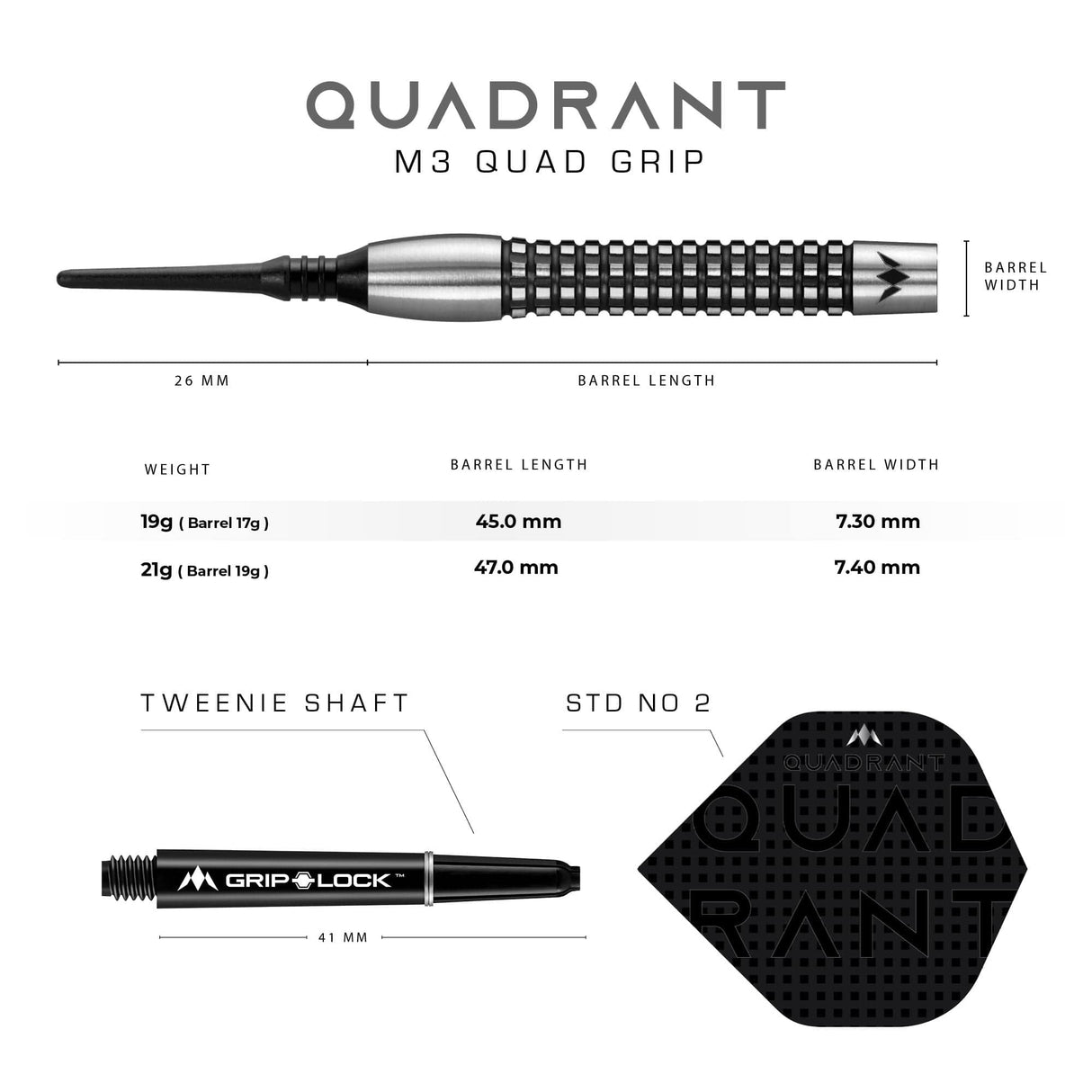 *Mission Quadrant Darts - Soft Tip - M3 - Quad Grip