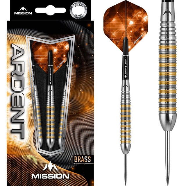 Mission Ardent Darts - Steel Tip Brass - M2 - Front Ring Grip - 24g 24g