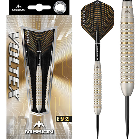 *Mission Voltex Darts - Steel Tip Brass - M2 - Silver - Knurled 23g