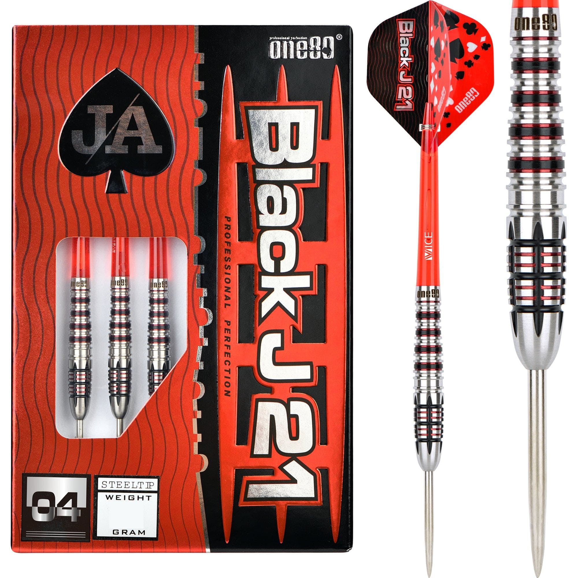 One80 Black J21 Darts - Steel Tip - Model 04