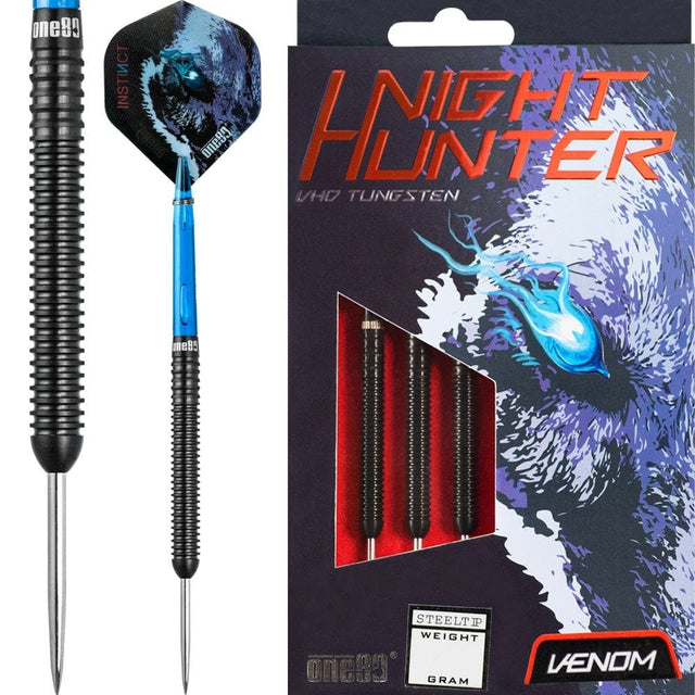 One80 Night Hunter Darts - Steel Tip - Black 22g