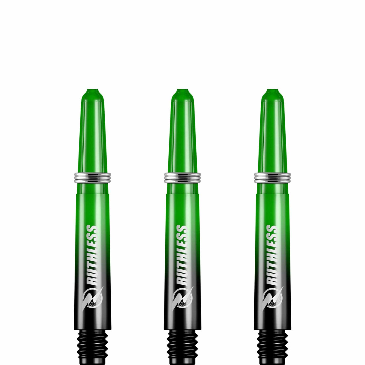 Ruthless Deflectagrip Plus Dart Shafts - Polycarbonate Stems with Springs - Green Short